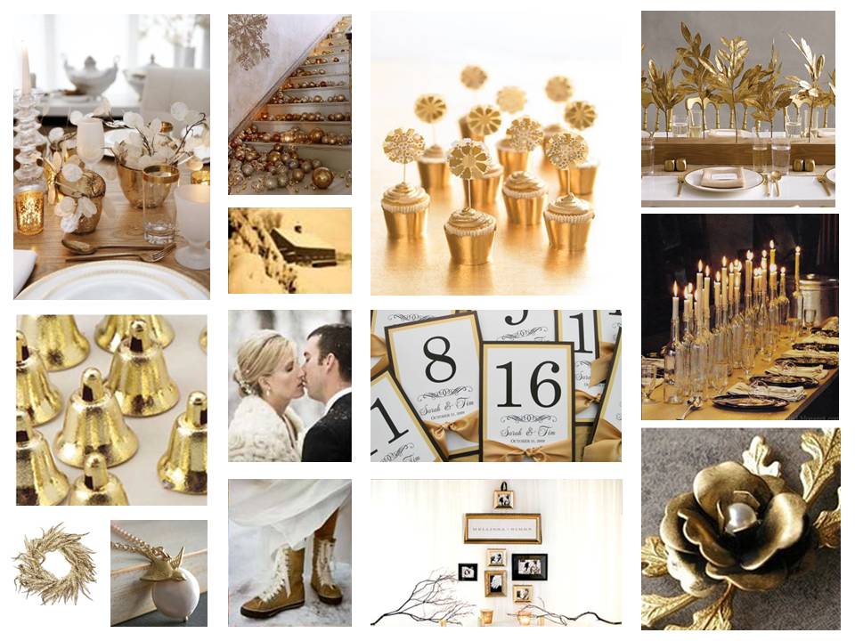 First off gold can be the perfect accent to a formal winter wedding